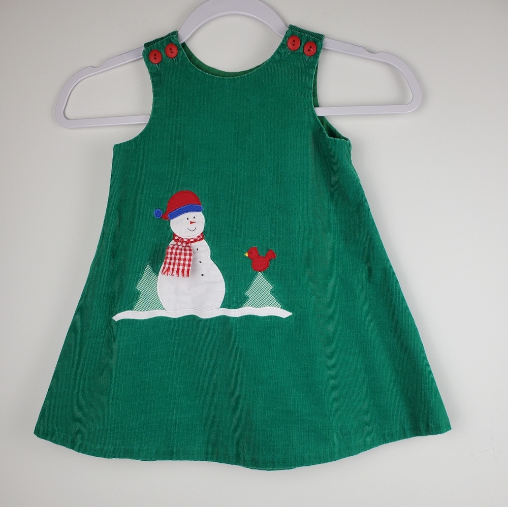 Mulberry Street Holiday Snowman Corduroy Dress Size 3T